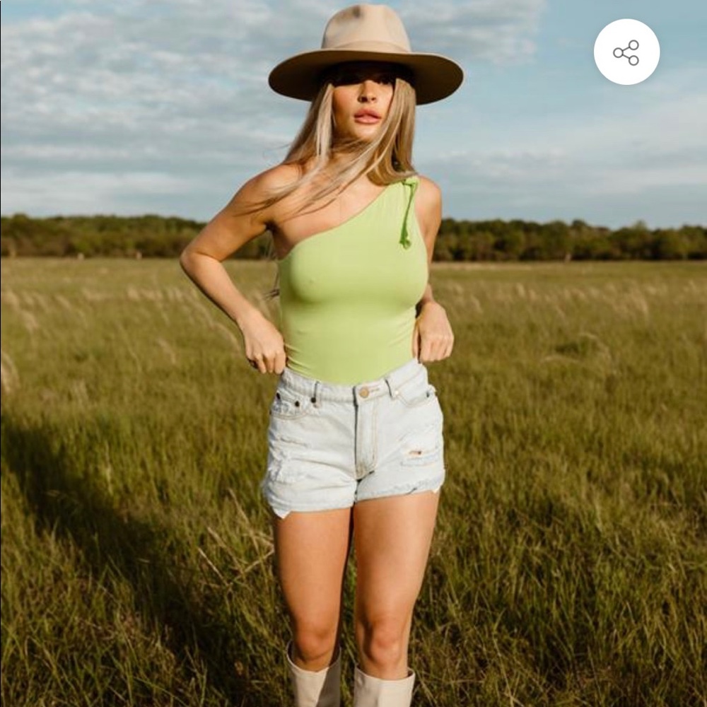 Callie One Shoulder Lime Green Bodysuit